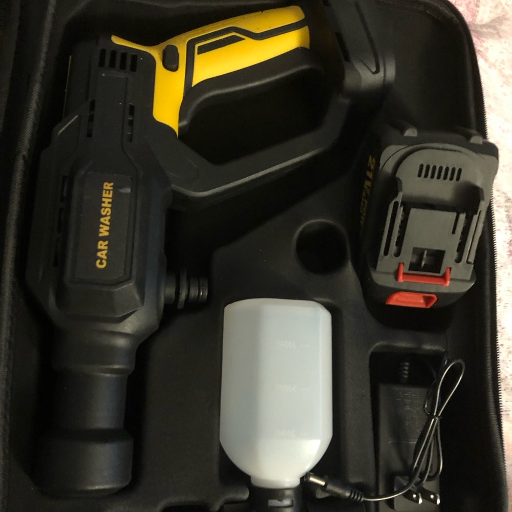 Portable Black and Yellow Cordless Car Washer - Compact Power Cleaner